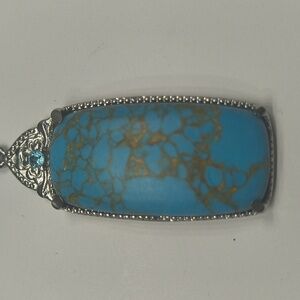 Genuine Blue Turquoise & Blue Topaz Pendant -